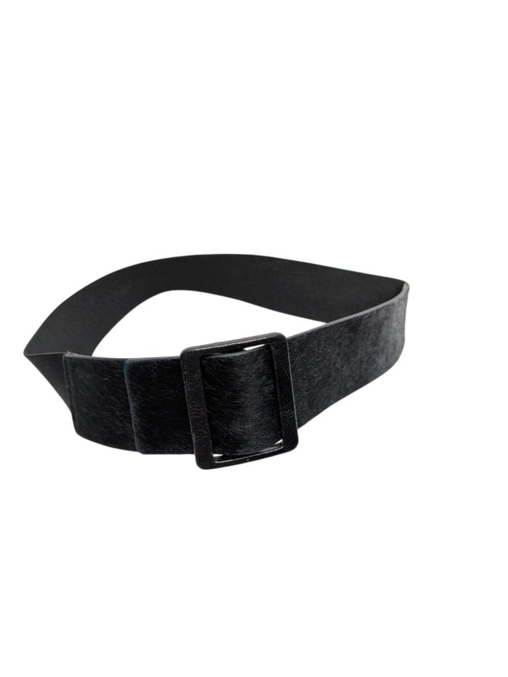 Ann Taylor Black Genuine Leather Calf Hair Elastic Waist Belt XS/S